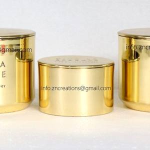 Custom Logo 6Oz Brass Gold Candle Jar Glossy Finish Brass Empty Jars for Candle Making Containers for High Quality Candles - Product Image 3