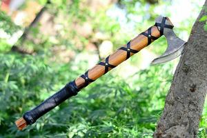 Custom Handmade High Carbon Steel Viking Tomahawk Hatchet Leather Sheath Industrial Grade for <b>Camping</b> Daily Outdoor Use Survival - Product Image 6