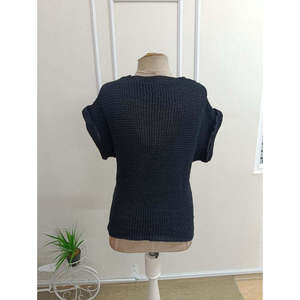 เสื้อเบลาส์ถักคอวีแขนสั้นผู้หญิง รุ่น 36661 -สีดำ - Product Image 6