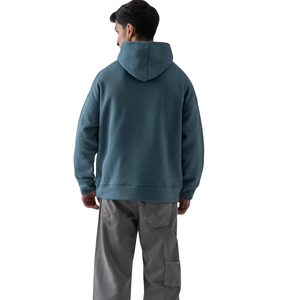 เสื้อสเวตเตอร์แบบสวมหัวมีฮู้ดโอเวอร์ไซส์ผ้าคอตตอนผ้าฟลีซขนาดใหญ่พร้อมดีไซน์ไหล่ตกสำหรับชุดลำลองแนวสตรีท - Product Image 4