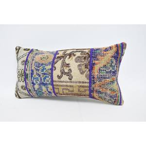 Coussin Kantha en laine de Bohème multicolore 12x24 pouces Coussin décoratif Motif floral brodé vintage Motif imprimé tissé - Product Image 4
