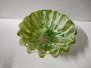 Cuenco de resina con volantes ecológico hecho a mano, Base de remolino verde y rosa, centro de mesa decorativo para bodas, producto indio - Product Image 2