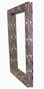 Miroir de sol en incrustation d'os floral noir de style moderne, décoration murale en bois de luxe pleine grandeur pour appartements et bâtiments - Product Image 2