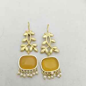 Motif Vine Leafy Pattern Juego de pendientes de gota Latón pesado Mate Chapado en oro Aleación Personalizable Diseño de producto a granel para la moda - Product Image 4