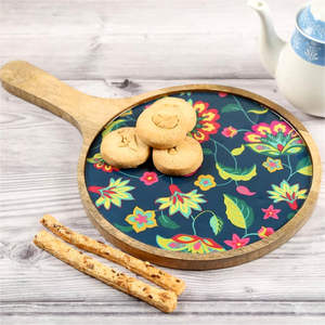 จานเสิร์ฟไม้ MDF ทำด้วยมือพร้อมดีไซน์เลียนแบบมันวาวสำหรับใช้ตกแต่ง - Product Image 1