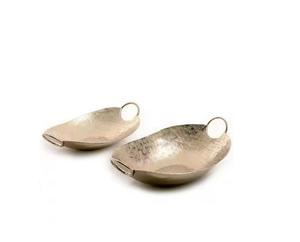 Ensemble de 2 plateaux à chocolats de taille et de forme personnalisées en laiton de couleur dorée plateau de service alimentaire pour fournisseur de gros - Product Image 1