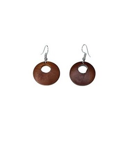 Pendientes de madera clásicos Estilo africano Diseño popular Forma de círculo de madera geométrica Pendientes de madera Pulido hecho a mano de alta calidad - Product Image 1