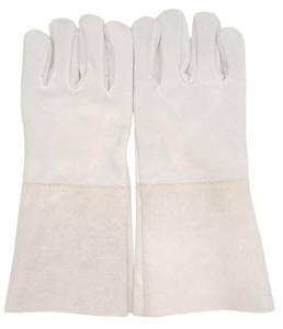 Comfortable Cow Split Leather TIG Welding Gloves Long Cuff Thick Gloves Anti-Cut Feature Heat Protective <b>Hand</b> <b>Arm</b> <b>Protection</b> - Product Image 4