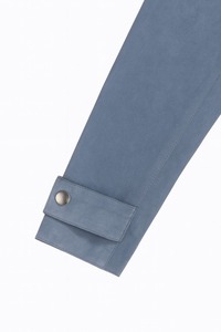 <b>Men</b> Winter Vintage Goat Suede Sky <b>Blue</b> Motorcycle <b>Jacket</b> Inspired Stand Collar Front Casual Outerwear - Product Image 2