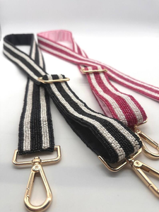 Beaded Purse <b>Strap</b> Striped <b>Bag</b> <b>Strap</b> Pink Purse <b>Strap</b> <b>Black</b> <b>Bag</b> <b>Strap</b> Adjustable - Product Image 4