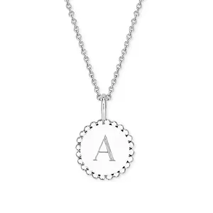 Collana con ciondolo medaglione iniziale di produzione su misura su misura in collane con iniziale lettera in argento Sterling 925