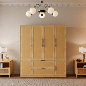Armoire DreamCraft en bois massif + bois manufacturé avec 6 portes en rotin tressé, Vietnam - Product Image 2
