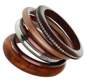Conjunto de brazalete de latón de madera personalizable de alta calidad, pulsera de mujer para niñas, joyería apilada - Product Image 2
