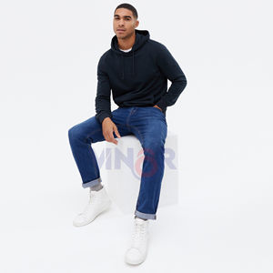 <b>Men's</b> Premium Cotton Hoodie Custom Logo Printed High Trending Fleece Pullover Solid Pattern <b>Thermal</b> <b>Top</b> for Winter 2025 - Product Image 2