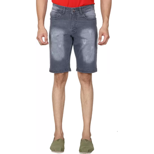 กางเกงขาสั้นผ้ายีนส์สำหรับผู้ชายกางเกงขาสั้นผ้ายีนส์เข้ารูปเข่าสไตล์วินเทจ - Product Image 4