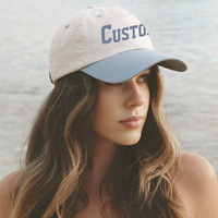 Casquette de baseball unisexe brodée 2 tons bleu blanc style européen, polyester/coton, casquette de plage sportive et formelle à 6 panneaux