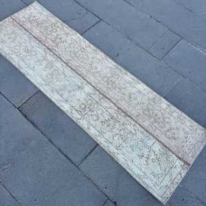 พรมตุรกีขนาด 1.6x5.2 ฟุต สีเทา ลายแบบนามธรรม พรมขนสัตว์วินเทจ - Product Image 4