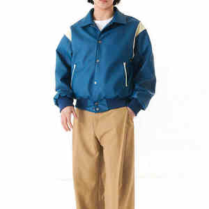 Chaqueta Universitaria Extra Grande para Hombre, Azul, Cuero Vacuno, Invierno, Tejida, Estilo Estadio, con Bloques en los Brazos, Elegante, Moderna, Chaqueta Cruda - Product Image 5