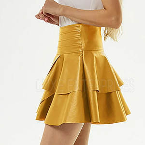 Falda de cuero de lujo para mujer, talla grande, cintura natural, transpirable, con encaje, mini, color 2026, alta calidad, recta/lápiz, venta al por mayor, personalizada - Product Image 2