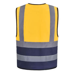 Chaleco de trabajo de lona transpirable de verano de alta calidad para hombre, Impresión de logotipo personalizado, protección reflectante de alta visibilidad, ropa exterior Reversible - Product Image 6