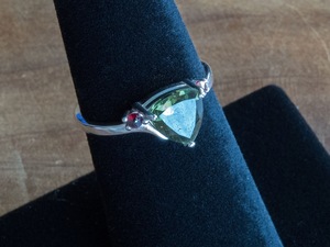 Elegante anillo de boda de plata esterlina Trilant moldavita y anillo de granate con piedras preciosas facetadas anillos finos - Product Image 6