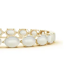 925 Silver Fine <b>Charm</b> Bracelet with Rose Gold Moonstone Elegant Rose Gold Moonstone <b>Bangle</b> - Product Image 3