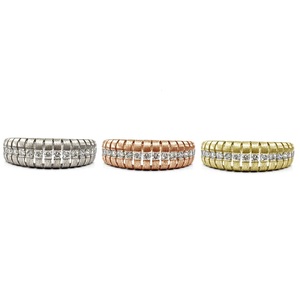 Bijoux fins, design de luxe, meilleure qualité, or rose massif 18 carats, bagues classiques pour mariage et fête, sertissage pavé de diamants naturels en grappe - Product Image 4