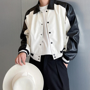 2023 chaquetas universitarias recortadas con letras primavera otoño nuevos hombres Casual suelta Varsity chaqueta de gran tamaño béisbol recortada Varsity chaqueta - Product Image 4