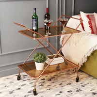 Chariot de bar avec plateau en verre Chariot élégant Hôtels de luxe Chariot de vin vivant moderne Chariot de serveur de vin en métal Chariot en acier inoxydable