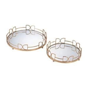 Luxury Octagon Gold Mirror Glass Decorative <b>Tray</b> | Fluted Glass Cosmetic Organizer | Elegant Vanity Perfume <b>Jewelry</b> Display <b>Tray</b> - Product Image 2