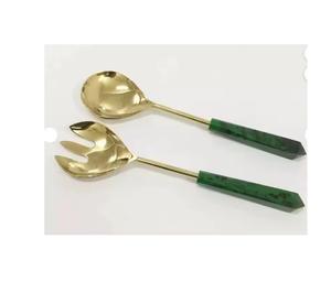 Acier inoxydable et manche en bois avec serveur à salade plaqué argent pour une utilisation dans la cuisine Nouveau design fait à la main à la maison - Product Image 2