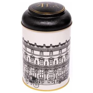 กระป๋องโลหะทรงกลม1.2L พร้อมฝาโดม Ø105X150มม. ทิวทัศน์เมืองโบราณภาพประกอบสำหรับกาแฟและชา - Product Image 2