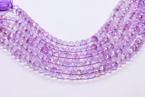 Améthyste naturelle à facettes faite à la main pierre précieuse en vrac Rondelle perle améthyste perles rondes Collier pendentif Bracelet fabrication de bijoux - Product Image 4