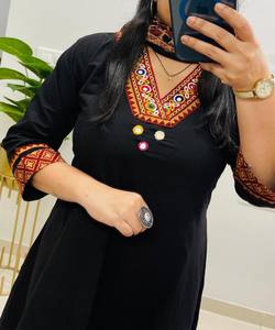 FANCY RAYON SLUB APPLIQUE WORK TOP-BOTTOM with DUPATTA FESTIVE WEAR IN-STOCK COTTON BLEND MULTI COLOR <b>Women's</b> Ethnic Garment - Product Image 3