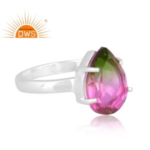 Anillo apilable de piedras preciosas de cuarzo con doblete de sandía BIO de plata de ley fina superventas, fabricante de joyería personalizada - Product Image 3