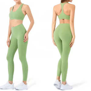 High Waist Seamless Yoga Set 2 Piece Workout Outfits for Women Sports Bra Leggings Set Gym Wear Fitness Activewear <b>Tracksuit</b> - Product Image 6