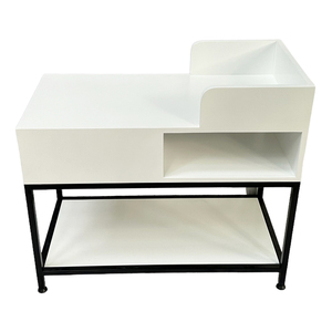 Minimalist Rubber Wood <b>Side</b> <b>Table</b> with Iron Frame Durable Tea <b>Table</b> for Living Room or Entry SST023 <b>Set</b> - Product Image 5