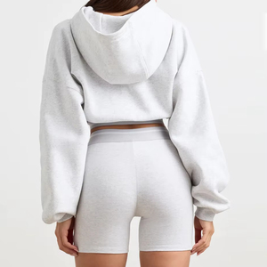 Sudadera con capucha con estampado personalizado para mujer con dobladillo crudo bordado Tie-Dyed Sequined Front Logo Oversized Drop Shoulder Crop Top - Product Image 6