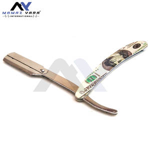 Navaja de Afeitar Clásica con Bloqueo Oscilante, Mango con Diseño de Dólar, Navaja de Afeitar de Borde Recto para Barbería, Totalmente Personalizable para Corte de Cabello - Product Image 4