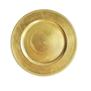 Plato de Presentación con Borde de Diseño, Color Dorado, Metalizado, Redondo, para Decoración de Restaurantes y Cocinas - Product Image 3