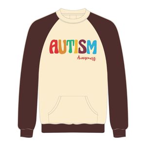 เสื้อสเวตเตอร์สวมหัวแขนเสื้อแบบสวมหัวคอกลมแขนแร็กแลนปักลายสำหรับทุกเพศดีไซน์ผ้าฝ้ายแบบออทิสติก - Product Image 2