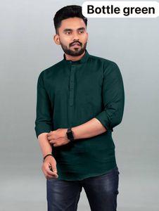 Wedding Party Causal Wear Cotton Men Kurta Hand Drawn Printing for All Sizes New <b>Presenting</b> Fashionable Trend Light Weight - Product Image 4