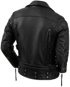 Men's Classic Motorcycle <b>Jacket</b> Handmade High Quality Genuine <b>Leather</b> Biker <b>Jacket</b> Plus Size Waterproof for <b>Winter</b> - Product Image 3