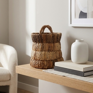 Natural Hand Woven Banana Bark <b>Storage</b> <b>Basket</b> Tiered <b>Stacked</b> Ring Arch Handle Pot Planter Room Setup Decor Pure Art Design Craft - Product Image 6
