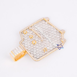 Glamorous Custom 14kt <b>Solid</b> <b>Gold</b> <b>Pendant</b> Iced out Hip Hop Style with Labgrown Brilliant Cut Diamonds VVS Clarity for Unisex - Product Image 3