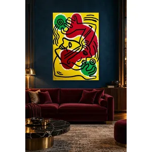 Impression sur toile Fida Keith Haring Faces Spirales Rouges et Vertes - Product Image 3