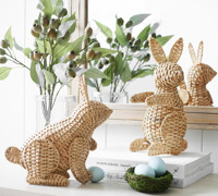 Lapins en osier naturel drôles et mignons idéaux pour vos tables de printemps de Pâques et présentoirs ornement décor de lapin en rotin
