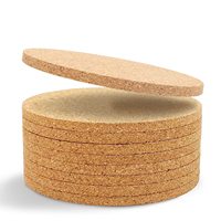 Sous-verres en liège écologiques à grain moyen, épaisseur 5 mm, bords plats, diamètre 100 mm, pour cadeaux d'entreprise, tapis jetables modernes