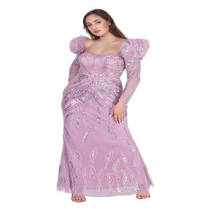 Hand-Embellished Luxury Designer Women’s Gown with <b>Sequins</b> & Beads | Elegant Beach Wedding & Resort Event Wear for Export - Product Image 1