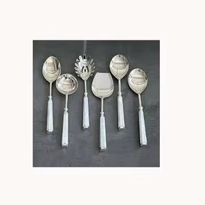 Juego de utensilios para servir con mango de resina de acero inoxidable hecho a mano, vajilla elegante para fiesta en casa y restaurante - Product Image 6